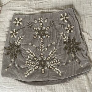 Free People Beaded Embroidered Velvet Gray Mini Skirt Size 0